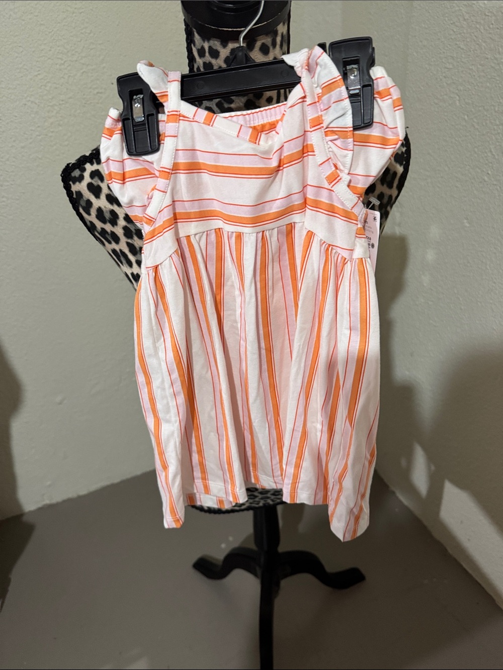 Carter's White and Orange Striped Dress
